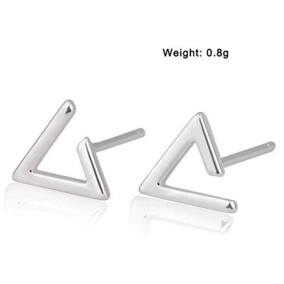 925 Sterling Silver Dainty Triangle Earrings - Picture 3 of 4